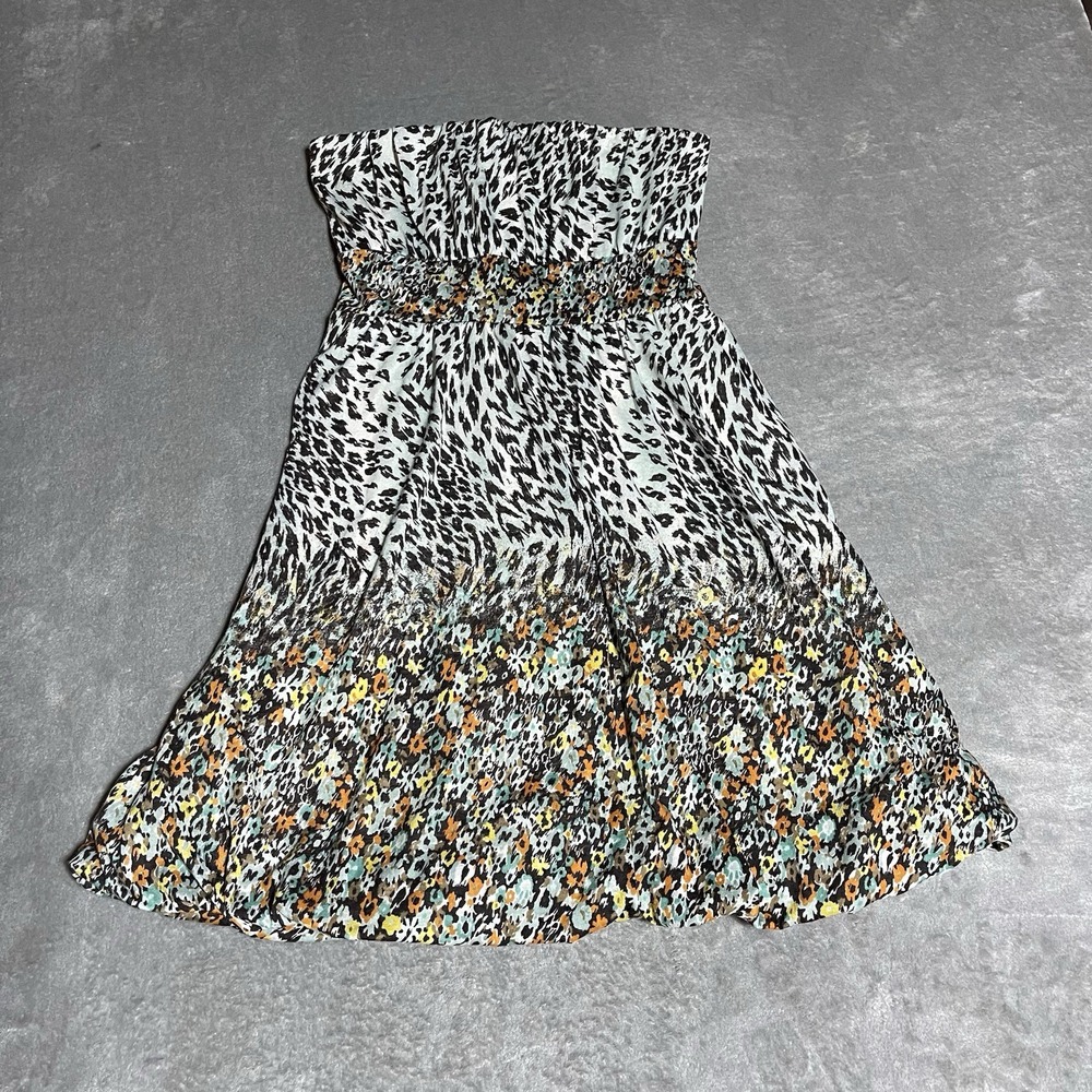 American Rag Cie Strapless Dress Womens Medium‎ Floral Animal Print Boho Y2K